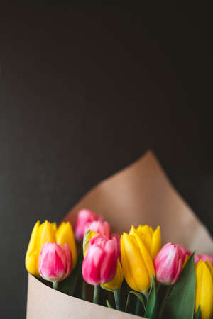 Bouquet of bright tulipsの写真素材