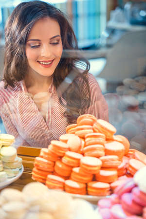 Beautiful woman in a cafeの写真素材