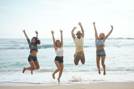Jumping people outdoors