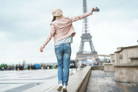 Young happy woman in Europeの写真素材