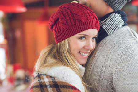 Young smiling couple on a date