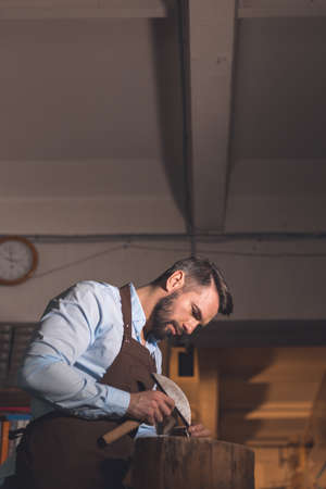Young man in workshop