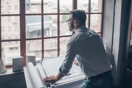 Young architect in studio