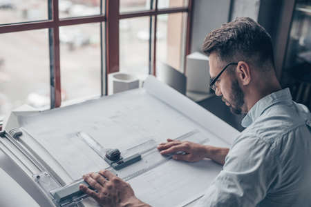 Working architect in the studio