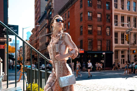 Attractive woman on the street in New York in summer