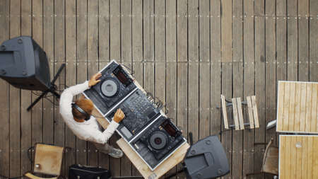 DJ at work view from above