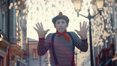 Mime on the street in Moscow, Russiaの写真素材