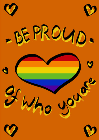 Postcard with rainbow heart and hand lettering enchanting inscriptionのイラスト素材