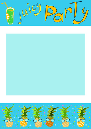 Party invitation with cool pineapple in sunglassesのイラスト素材
