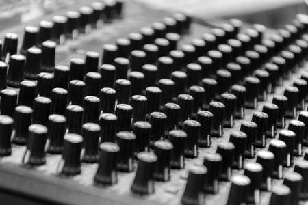 Close up button control mixer audio (black and white color)のeditorial素材