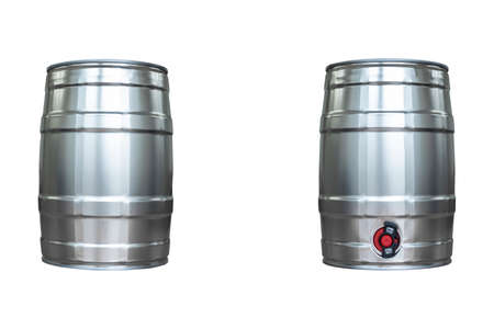 Beer keg isolated on white backgroundの写真素材