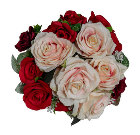 Roses in a vase  isolated on whiteの写真素材