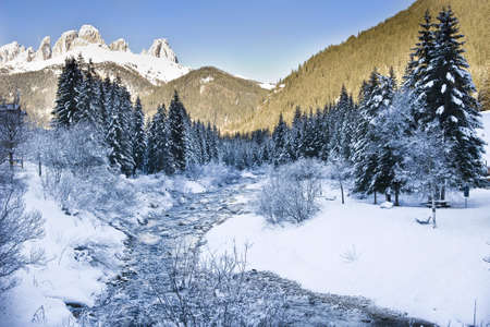Winter river in the mountain of Europe