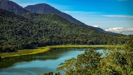 Beautiful view of the lake in the mountainsの写真素材