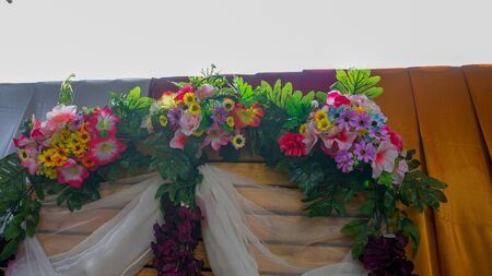 Close up of flower arrangements for decorationの写真素材