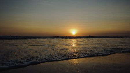 Beautiful views of the beach, sea and sky at sunsetの写真素材