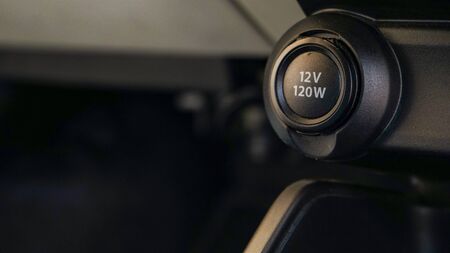 Close up the power jack in the car