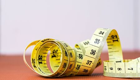 Close up of the tape measure on the table