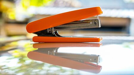 Close up the stapler on the tableの写真素材