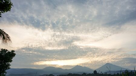 Beautiful views of the sun rising in the countrysideの写真素材