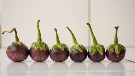 Close up of small eggplantsの写真素材