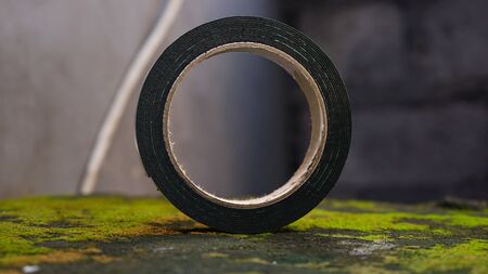 Close up black double-sided tapeの写真素材