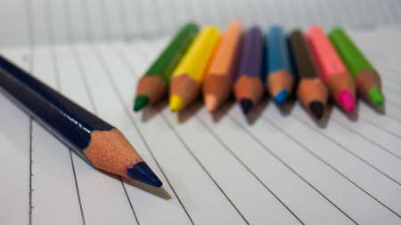 Close up color pencil with a white backgroundの写真素材