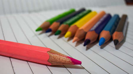 Close up color pencil with a white backgroundの写真素材