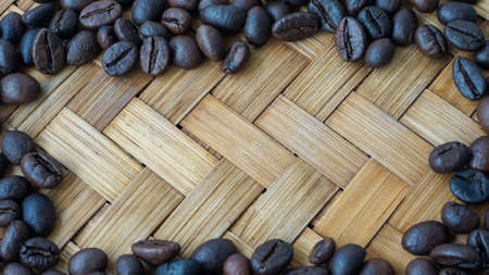 Close up roasted coffee beans