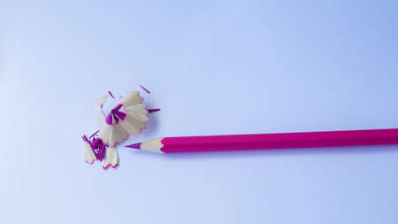 Close up of colored pencils and pencil shavingsの写真素材