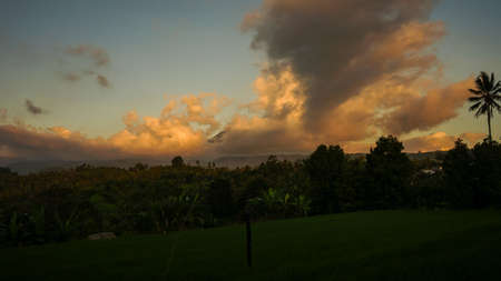 Beautiful sunset views in tropical countrysideの写真素材