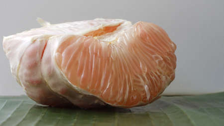 Close up of peeled grapefruitの写真素材