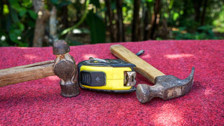 Close up old hammerの写真素材