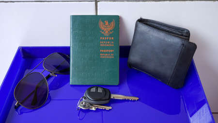 Close up of the car key on the tableの写真素材