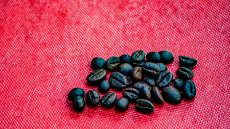 Close up roasted coffee beansの写真素材