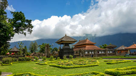 The beauty of building Hindu temples by the lakeの写真素材