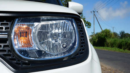 Close up of modern car headlights