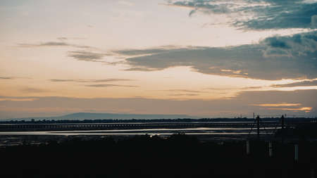 Landscape natural scenery at sunrise in urban areasの写真素材