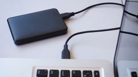Close up the laptop keyboardの写真素材