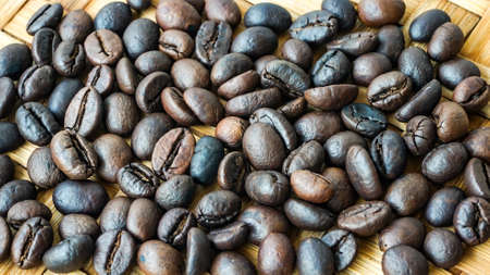Close up of roasted coffee beansの写真素材