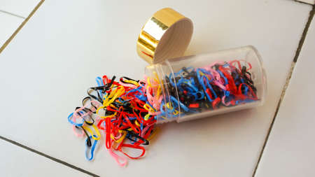 Colorful rubber bands background