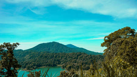 Mountain lake landscape in Baliの写真素材