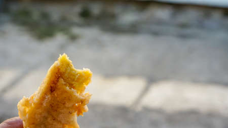 Close up of crispy fried bananasの写真素材