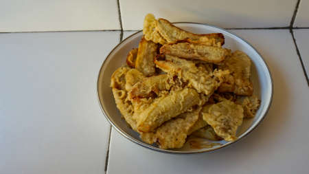 Close up of crispy fried bananasの写真素材