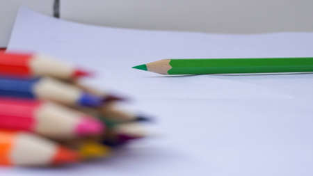 Colored pencils on a white backgroundの写真素材