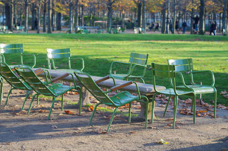 chairs in the parkの写真素材