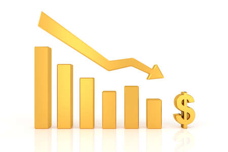 Down graph of dollar currency. 3D rendering.の写真素材