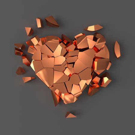 Broken heart. 3D rendering.の写真素材