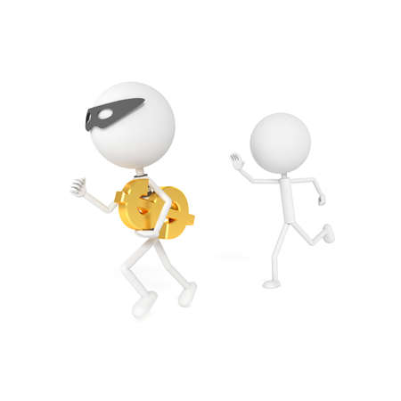 Robber stealing coin from the man. 3D rendering.の写真素材