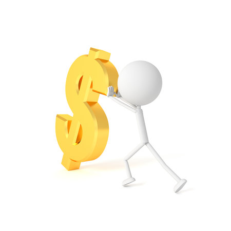 The man model uplift dollar sign. 3D rendering.の写真素材
